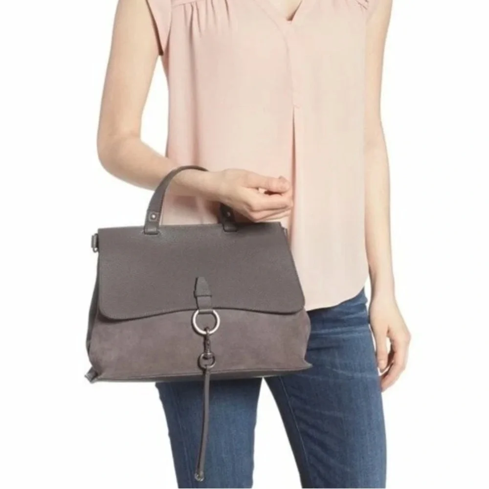 Rebecca Minkoff Medium Keith Leather & Suede Satchel Grey